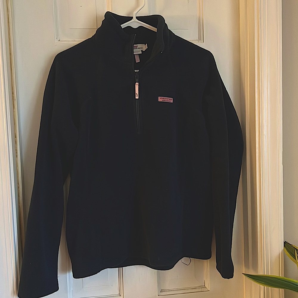Vineyard Vines fleece navy half zip pullover